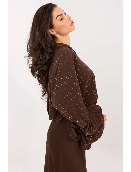 Dámská košile Tmavě hnědá Italy Moda model 21908468 - FPrice Dámská košile Tmavě hnědá Italy Moda model 21908468 - FPrice
