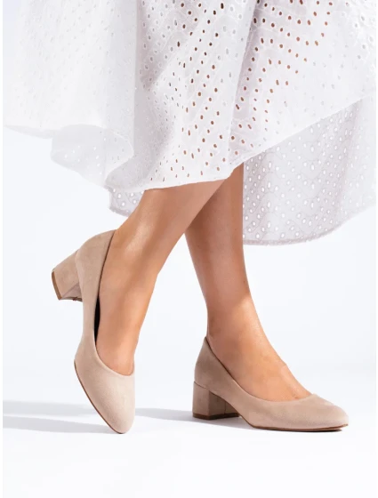 Zajímavé hnědé dámské lodičky na širokém podpatku Zajímavé hnědé dámské lodičky na širokém podpatku