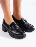 Stylové černé dámské polobotky na širokém podpatku Stylové černé dámské polobotky na širokém podpatku