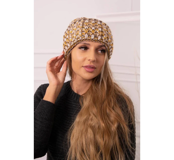 Čepice s rolováním Klara K311 shell+brown