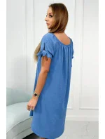 Šaty vázané na rukávech tmavý denim Šaty vázané na rukávech tmavý denim