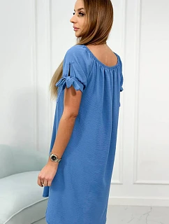 Šaty vázané na rukávech tmavý denim