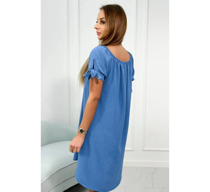 Šaty vázané na rukávech tmavý denim Šaty vázané na rukávech tmavý denim