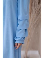 Španělské šaty s ozdobnými rukávy modrý