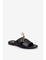 Dámské kožené sandály na plochém podpatku Zazoo 3022 černé