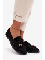 Dámské mokasíny s třásněmi a korálky Černé model 21937649 - Boto Dámské mokasíny s třásněmi a korálky Černé model 21937649 - Boto