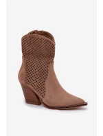 Dámské otevřené kotníkové boty na podpatku Béžové Rivorina