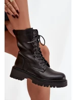 Botky workery dámské z eko kůže – černé Calesia