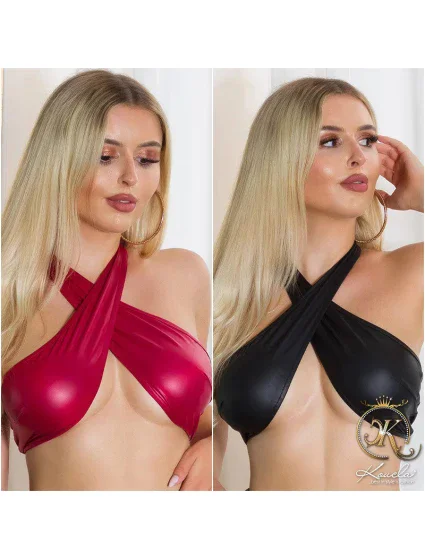 Sexy Wetlook crop top model 21185913 černý - Koucla