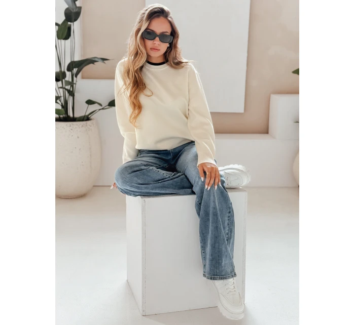 Dámský základní svetr ecru Dstreet model 21990978 - FashionStreet