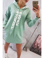 Oversize šaty s kapucí tmavě mátové Oversize šaty s kapucí tmavě mátové