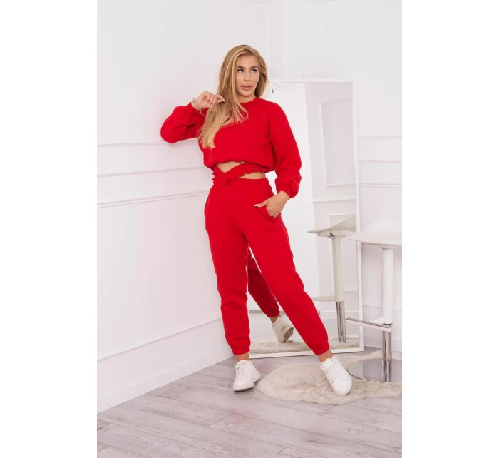 Zateplená souprava s krátkou mikinou červená Zateplená souprava s krátkou mikinou červená