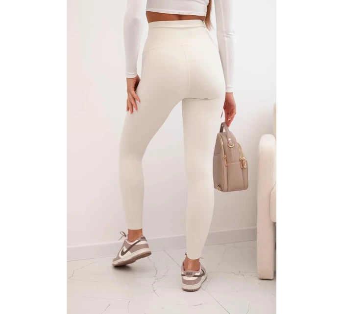 Dámské model 21043903 legíny s vysokým pasem světle béžové - K-Fashion