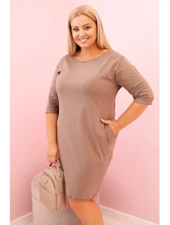 Dámská Plus Size z bavlnou s střihem a rukávem 3/4 fango model 21259078 - K-Fashion