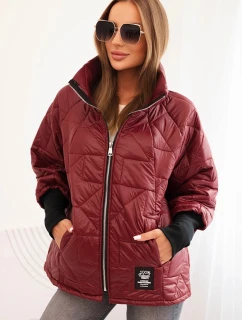 Dámská prošívaná bunda s krátkým střihem a stojáčkem bordová