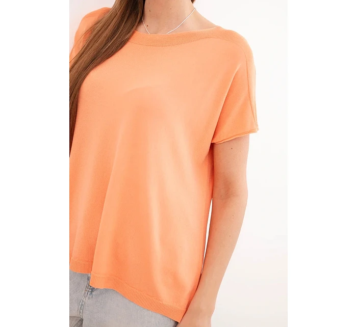 Dámská viskózová oversize halenka s krátkým rukávem a kulatým výstřihem oranžová