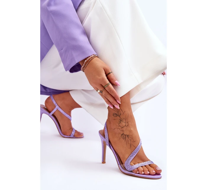 Elegantní nazouvací sandály na vysokém podpatku fialové model 21619520 - Boto