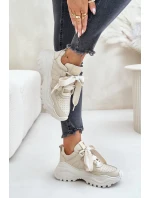 Dámské Kožené Tenisky Béžové model 21671647 - CheBello