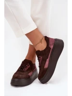 Dámské tenisky z pravé semiše na platformě Zazoo N1265S3 čokoládové