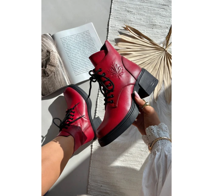 Dámské kožené kotníkové boty na klínku s vyhříváním Vinceza 39950 červené