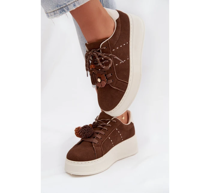 Dámské tenisky na platformě s ozdobnými čokoládové model 21919538 - Boto Dámské tenisky na platformě s ozdobnými čokoládové model 21919538 - Boto