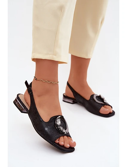Dámské sandály s ozdobou  Černé model 22133550 - S.Barski