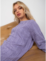 Dámský fialový klasický svetr s širokými pruhy