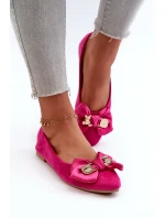 Dámské eko semišové balerínky s mašlí a broží Fuchsia Satris Dámské eko semišové balerínky s mašlí a broží Fuchsia Satris