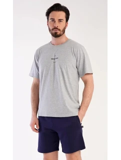 Pánské pyžamo šortky Andreas šedo-modré - Vienetta