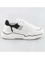 Bílo-černé dámské sneakersy s brokátovými vsadkami (LU-2) Bílo-černé dámské sneakersy s brokátovými vsadkami (LU-2)