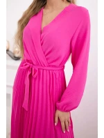 Šaty se svázaným plisovaným lemem růžový Šaty se svázaným plisovaným lemem růžový