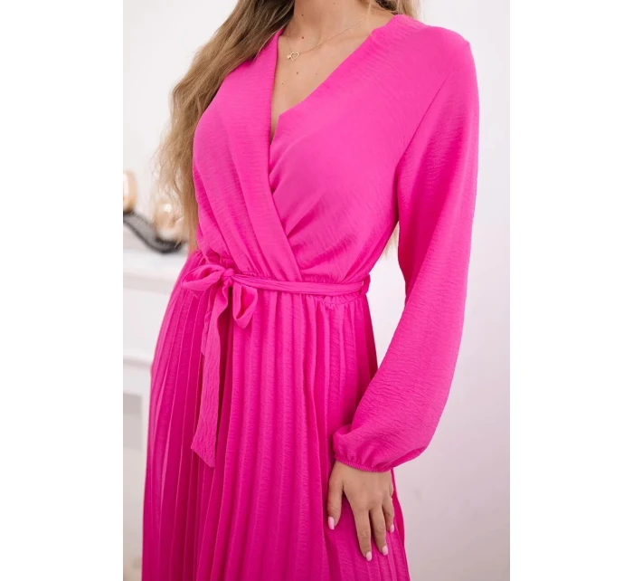 Šaty se svázaným plisovaným lemem růžový Šaty se svázaným plisovaným lemem růžový