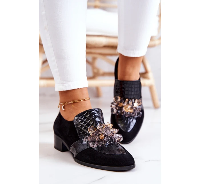 Semišové Boty S Dekorací černým model 21574516 - Boto