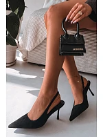 Dámské sandály na podpatku z eko semiše Černé model 22092085 - Boto