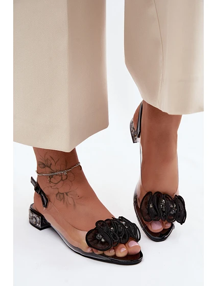 Dámské sandály průhledné s krystaly D&A MR61-9002 Černé