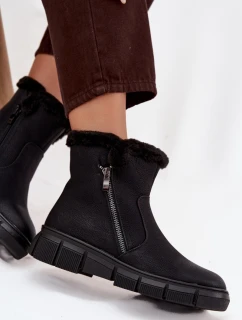 Dámské sněhule Briselle na platformě s kožešinou – černé