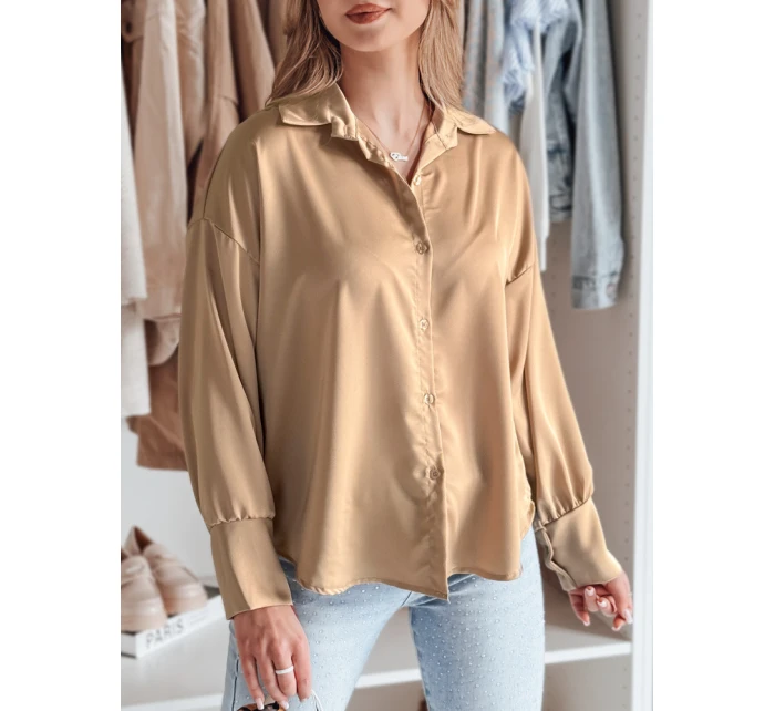 Dámská košile oversize SATINIA béžová FashionStreet DY0451