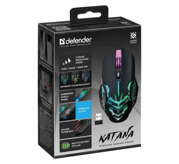 DEFENDER HERNÍ MYŠ KATANA GM-511 RF 3200DPI 7P ČERNÁ 52511 DEFENDER HERNÍ MYŠ KATANA GM-511 RF 3200DPI 7P ČERNÁ 52511