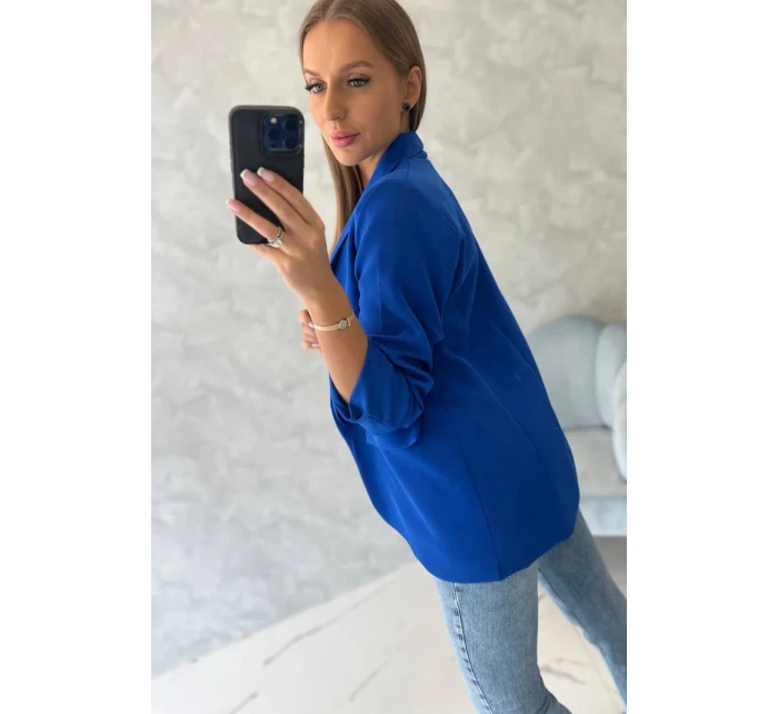 Bunda s klopou elegantní chrpově modrá Bunda s klopou elegantní chrpově modrá