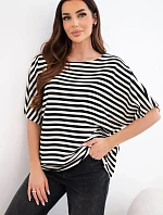 Dámská bavlněná pruhovaná halenka s krátkým rukávem námořnická