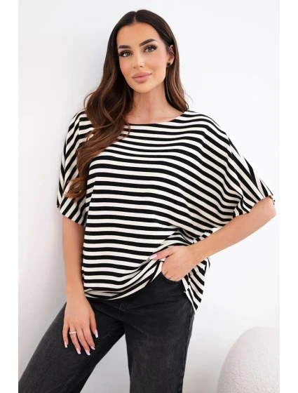 Dámská bavlněná pruhovaná halenka s krátkým rukávem námořnická Dámská bavlněná pruhovaná halenka s krátkým rukávem námořnická