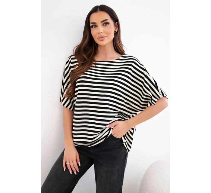 Dámská bavlněná pruhovaná halenka s krátkým rukávem námořnická Dámská bavlněná pruhovaná halenka s krátkým rukávem námořnická