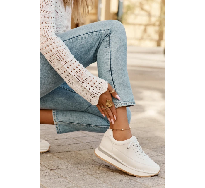 Kožené Dámské Tenisky Na Platformě Big Star model 21692994 Bílé - Big Star Shoes Kožené Dámské Tenisky Na Platformě Big Star model 21692994 Bílé - Big Star Shoes