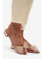 Dámské sandály průhledné s mašlí D&A MR61-9001 růžové zlato