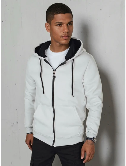 Pánská rozepínací základní mikina s kapucí světle šedá Dstreet model 21985891 - FashionStreet