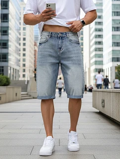 Spodenki męskie jeansowe niebieskie model 22145640 - FashionStreet