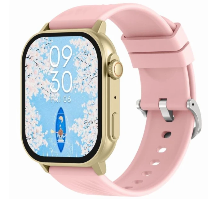 Chytré hodinky Gravity GT15-7 Růžový silikonový řemínek + zlatý náramek Chytré hodinky Gravity GT15-7 Růžový silikonový řemínek + zlatý náramek