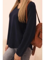 Dámský svetr s viskózou a véčkovým výstřihem granátový