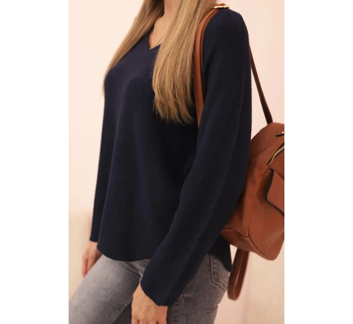 Dámský svetr s viskózou a véčkovým výstřihem granátový