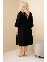Dámské bavlněné košilové šaty Plus Size s páskem černá